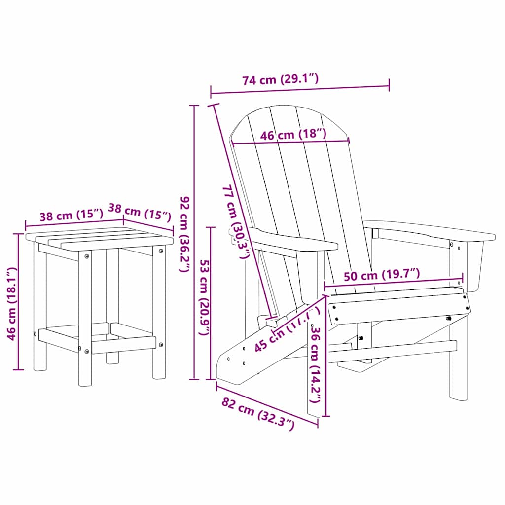 Garden Lounge Furniture 3 pcs White 38 x 38 x 46cm Polyethylene