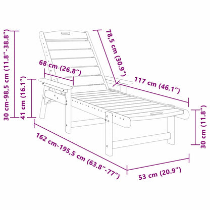 Garden Lounge Furniture Reclining 2 pcs Black 53 x 195.5 x 30cm