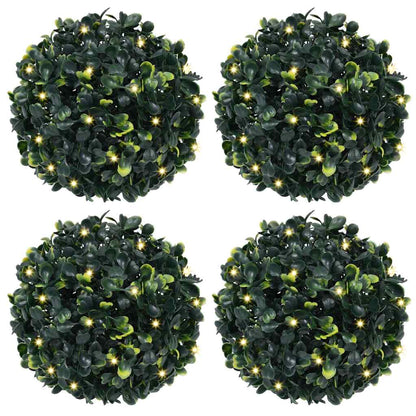 Artificial Boxwood Balls with LED Lights 4 pcs Green 12 cm