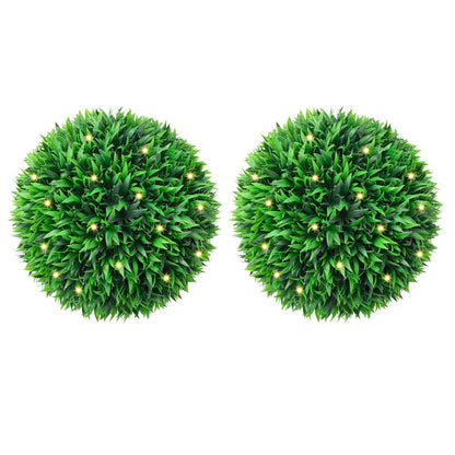 Artificial Boxwood Balls with LED Lights 2 pcs Green 47 cm