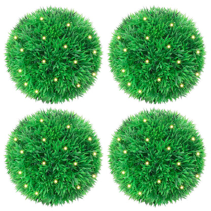 Artificial Boxwood Balls with LED Lights 4 pcs Green 12 cm