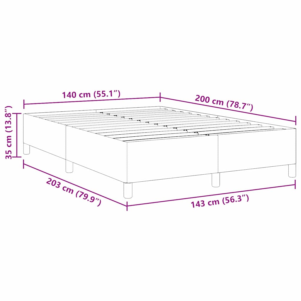 Bed Frame Dark grey 140 x 200 cm Corduroy fabric