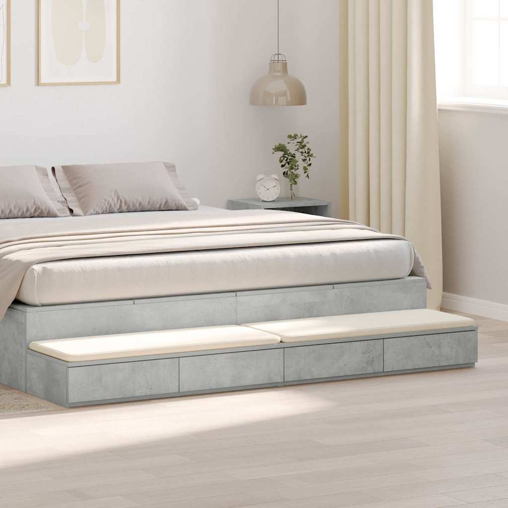 Bed Drawers Concrete grey 200 x 36.5 x 16.5 cm Engineered wood