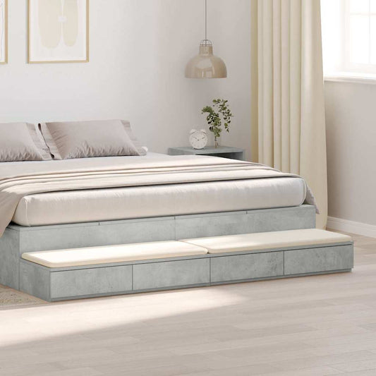 Bed Drawers Concrete grey 200 x 36.5 x 16.5 cm Engineered wood