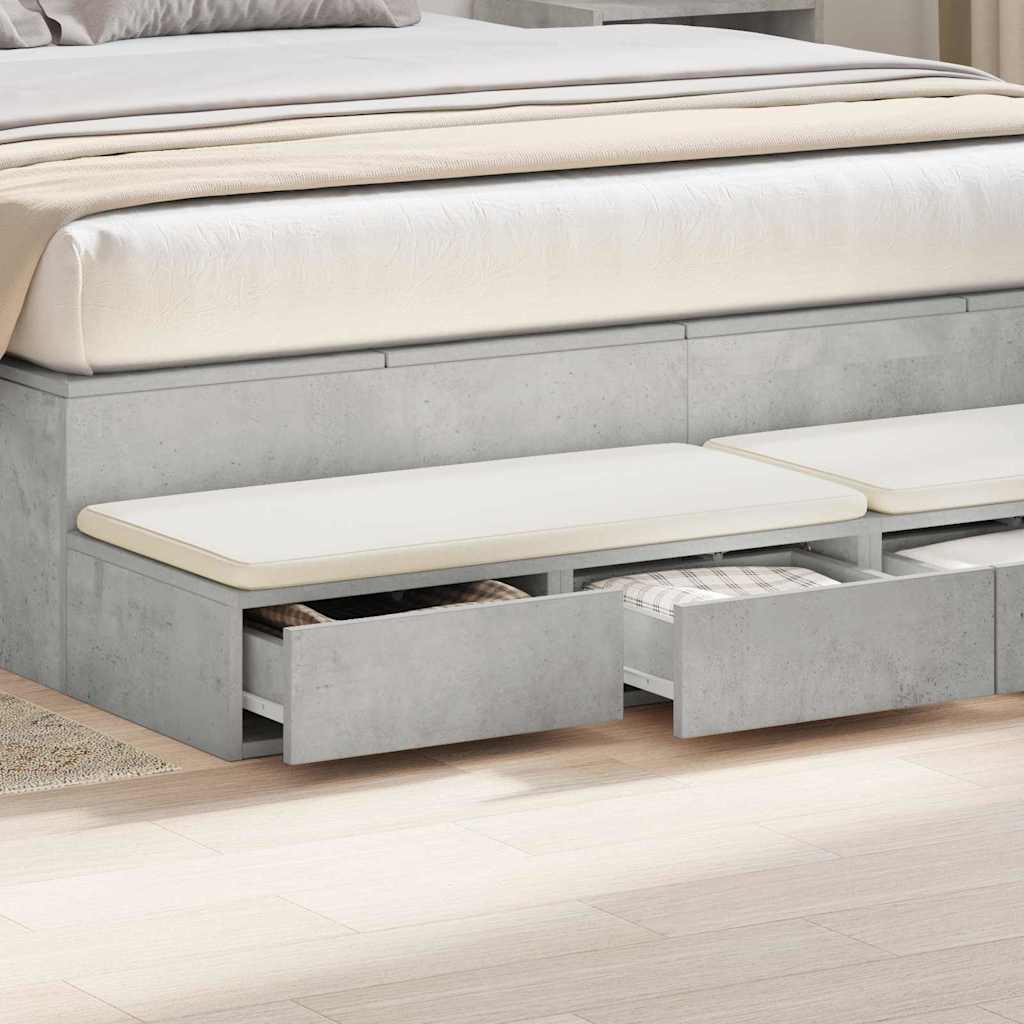 Bed Drawers Concrete grey 160 x 36.5 x 16.5 cm Engineered wood