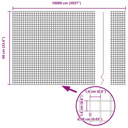 Welded Wire Fence Green 0.6 x 100 m Steel