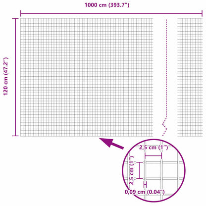Welded Wire Fence Grey 1.2 x 10 m Steel
