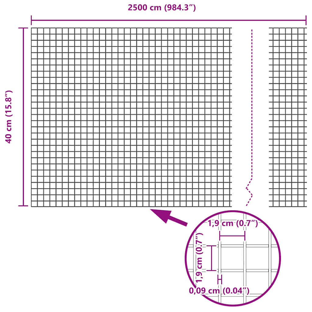 Welded Wire Fence Grey 0.4 x 25 m Steel