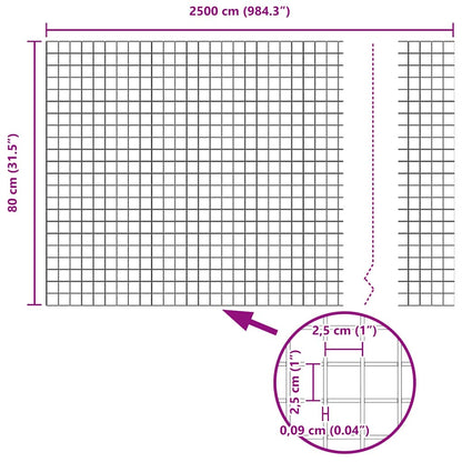 Welded Wire Fence Grey 0.8 x 25 m Steel