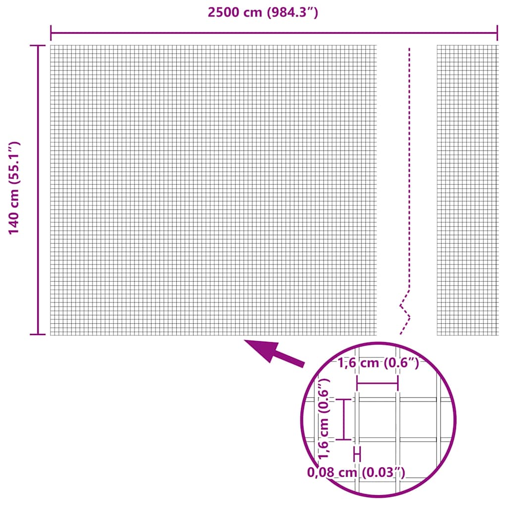 Welded Wire Fence Grey 1.4 x 25 m Steel
