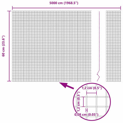 Welded Wire Fence Grey 0.6 x 50 m Steel