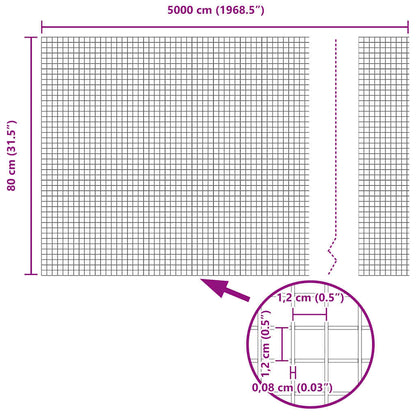 Welded Wire Fence Grey 0.8 x 50 m Steel