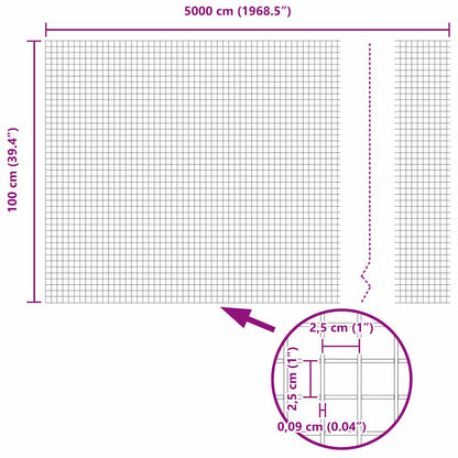 Welded Wire Fence Grey 1 x 50 m Steel