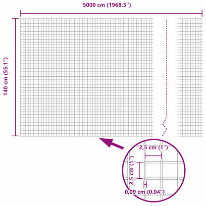 Welded Wire Fence Grey 1.4 x 50 m Steel