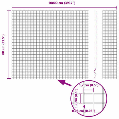 Welded Wire Fence Grey 0.8 x 100 m Steel