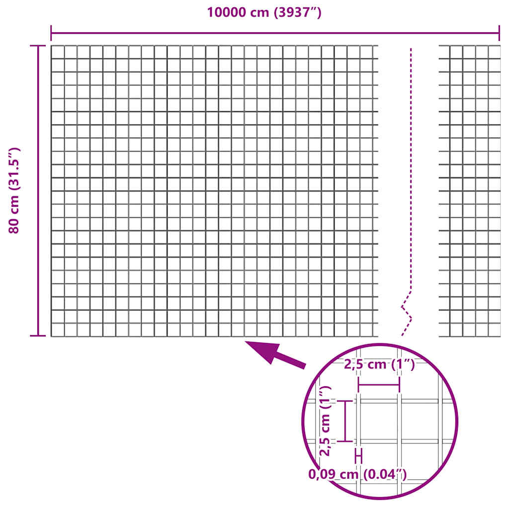 Welded Wire Fence Grey 0.8 x 100 m Steel