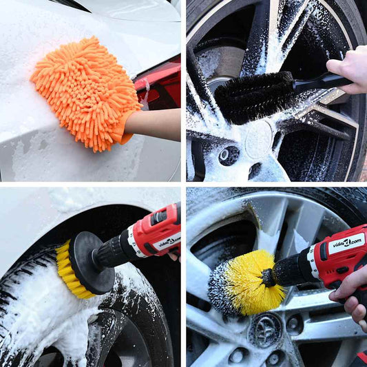 Car Cleaning Brush Set 14 pcs Multi Color