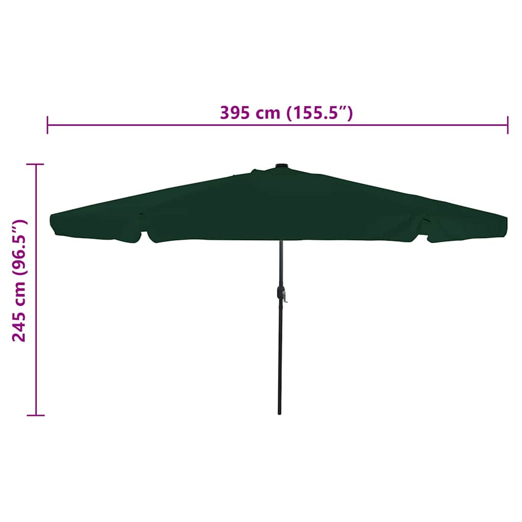 Garden Parasol Green and Black 395 x 395 x 245 cm
