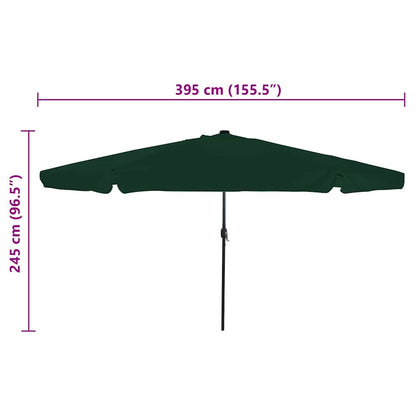 Garden Parasol Green and Black 395 x 395 x 245 cm