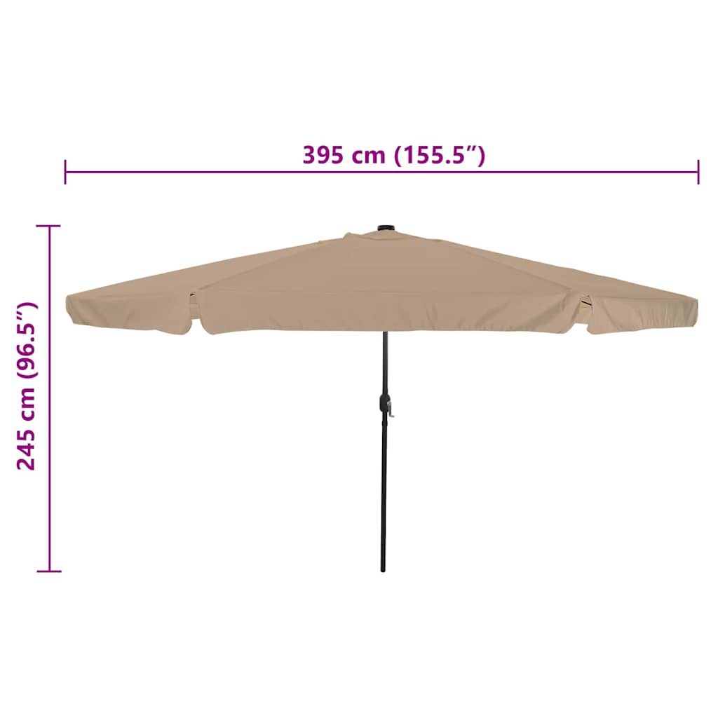 Garden Parasol Taupe and Black 395 x 395 x 245 cm
