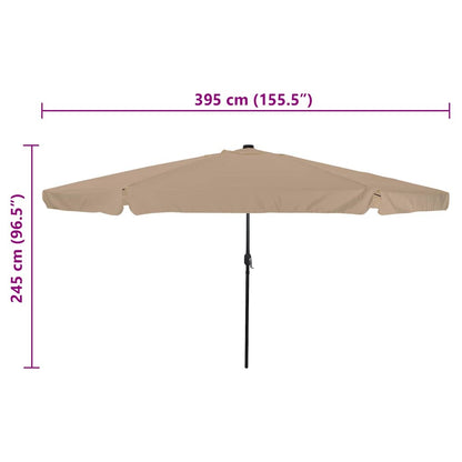 Garden Parasol Taupe and Black 395 x 395 x 245 cm