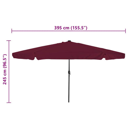 Garden Parasol Red and Black 395 x 395 x 245 cm
