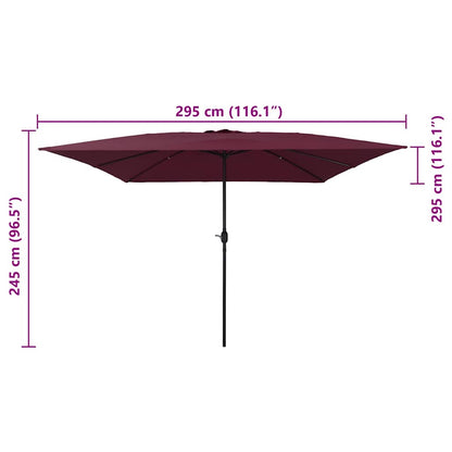 Garden Parasol Red and Black 295 x 295 x 245 cm