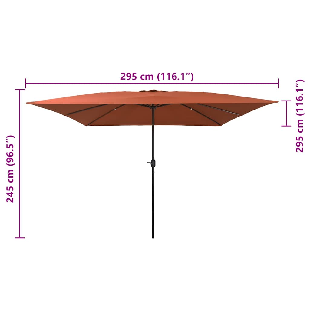 Garden Parasol Red and Black 295 x 295 x 245 cm