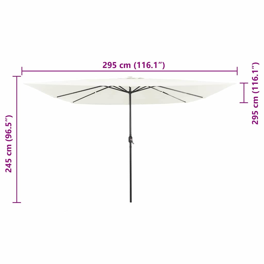 Garden Parasol White and Black 295 x 295 x 245 cm