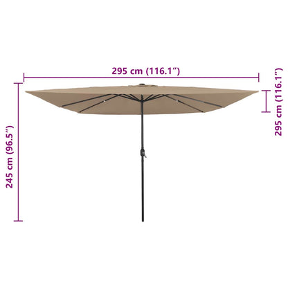 Garden Parasol Taupe and Black 295 x 295 x 245 cm