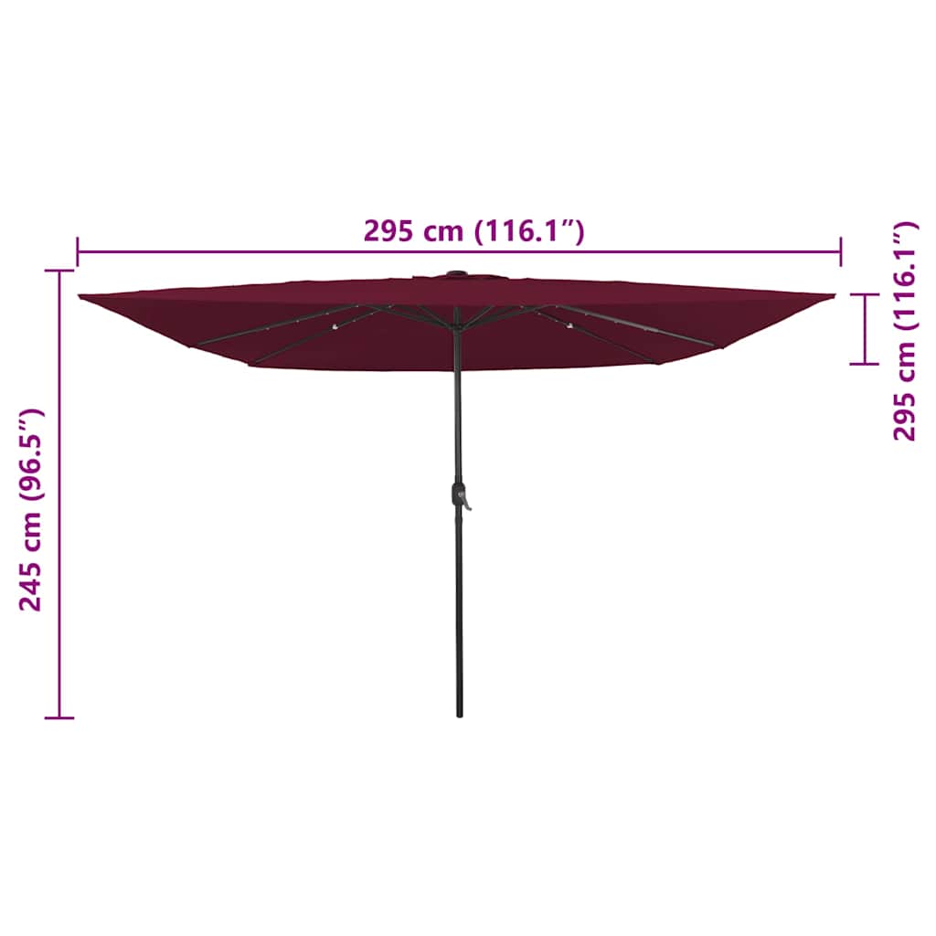 Garden Parasol Red and Black 295 x 295 x 245 cm