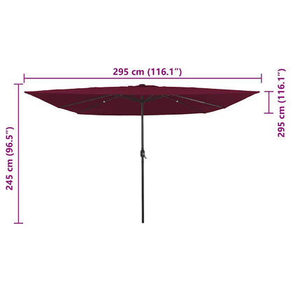 Garden Parasol Red and Black 295 x 295 x 245 cm