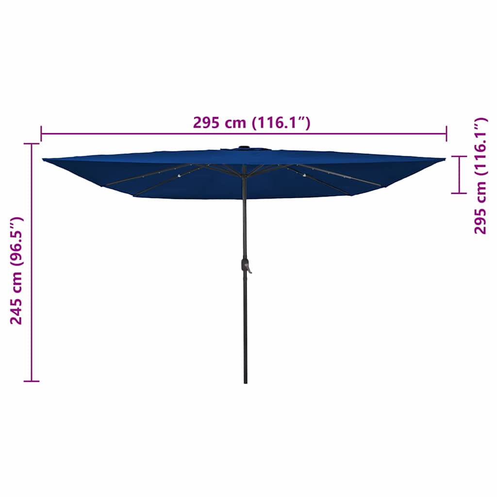 Garden Parasol Blue and Black 295 x 295 x 245 cm