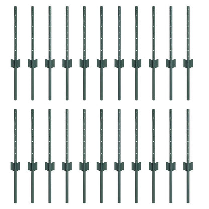 Fence Posts Height Adjustable Manual 22 pcs Green 80 cm Steel