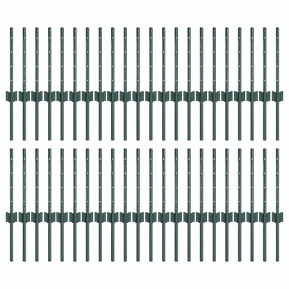 Fence Posts Height Adjustable Manual 44 pcs Green 80 cm Steel
