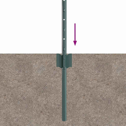Fence Posts Height Adjustable Manual 44 pcs Green 80 cm Steel