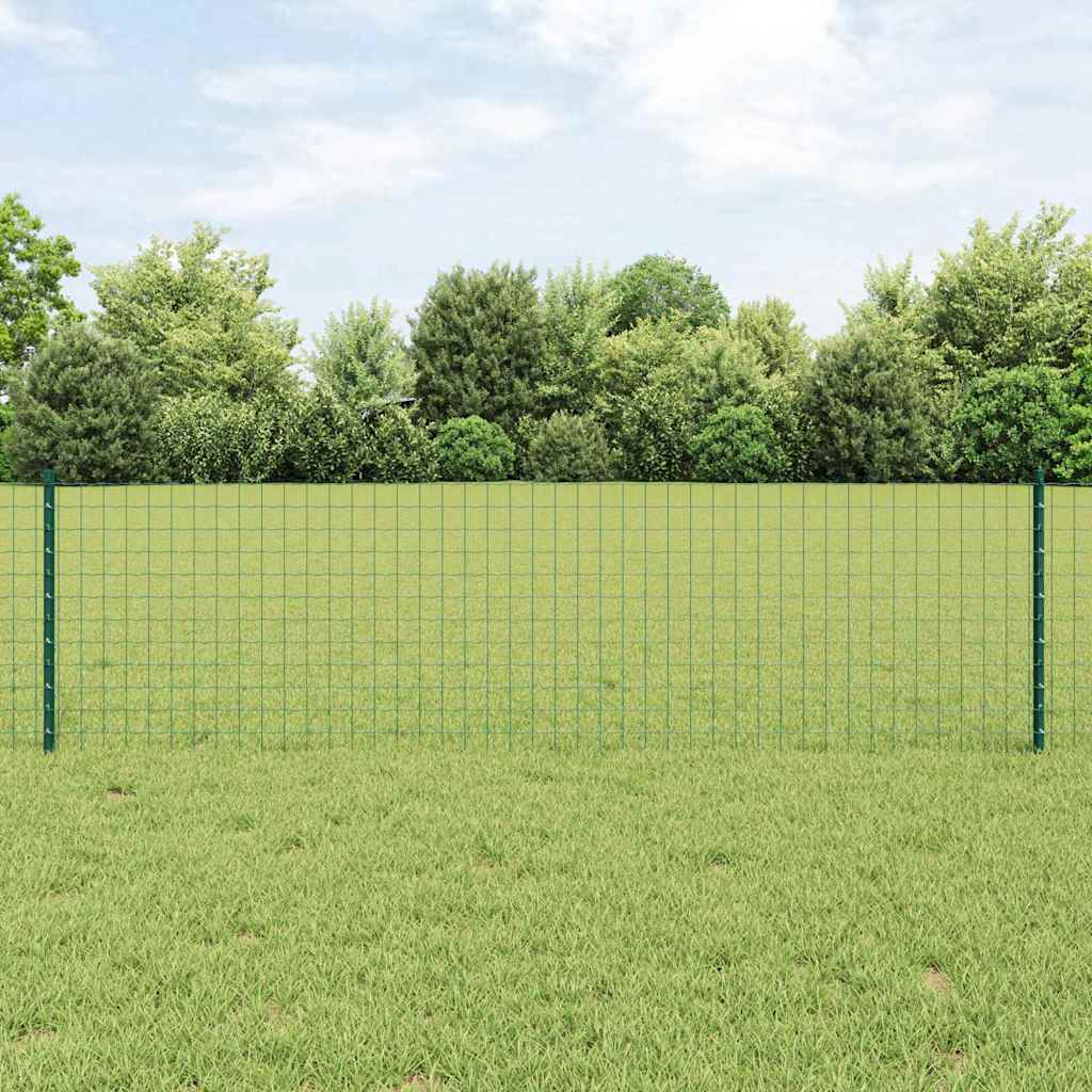 Fence Posts Height Adjustable Manual 22 pcs Green 100 cm Steel