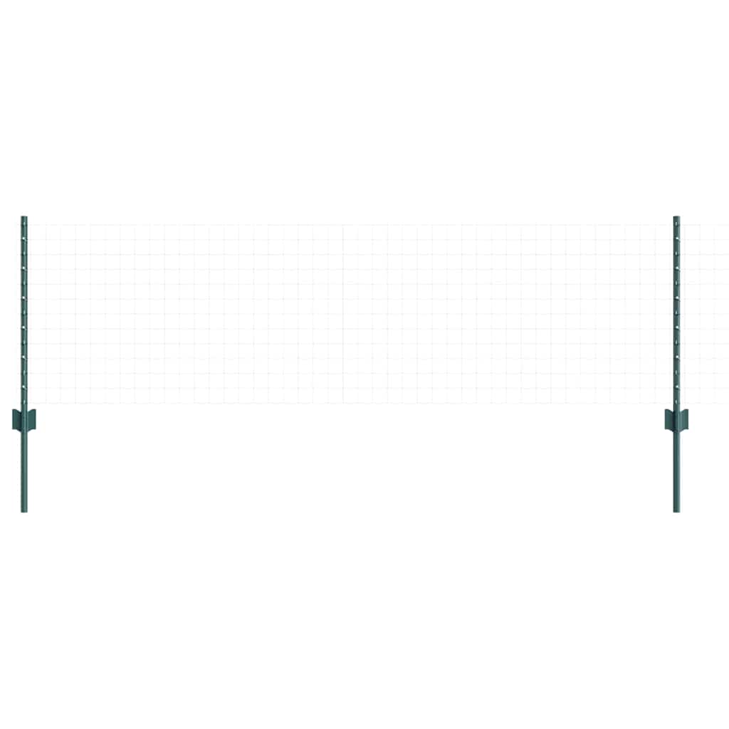 Fence Posts Height Adjustable Manual 22 pcs Green 100 cm Steel