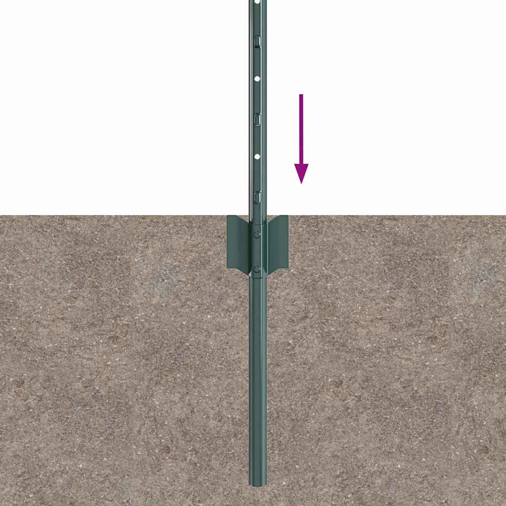 Fence Posts Height Adjustable Manual 44 pcs Green 100 cm Steel