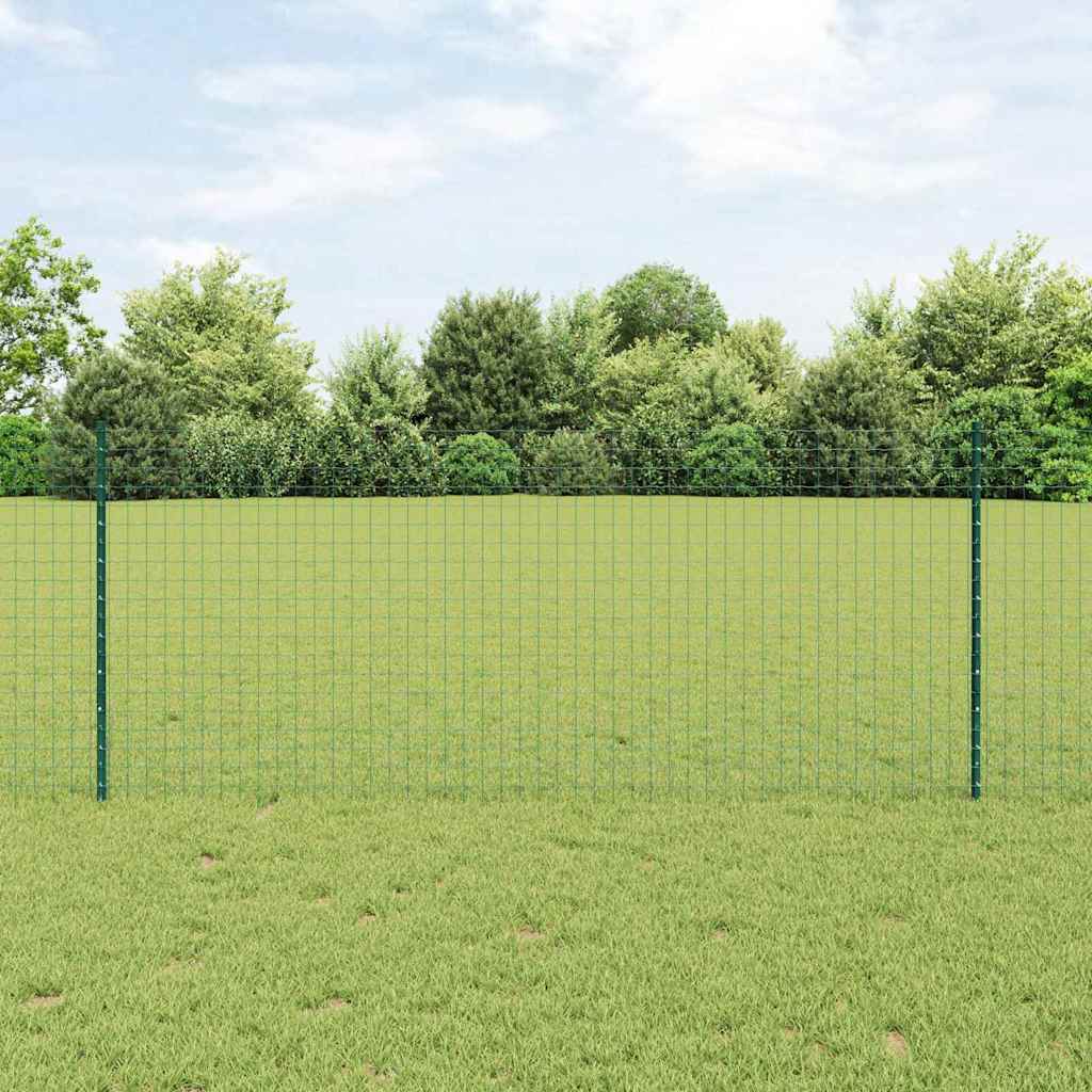 Fence Posts Height Adjustable Manual 22 pcs Green 140 cm Steel