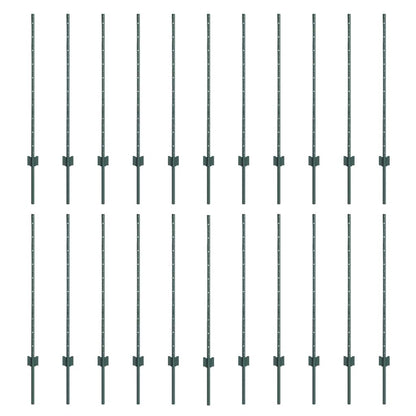 Fence Posts Height Adjustable Manual 22 pcs Green 140 cm Steel