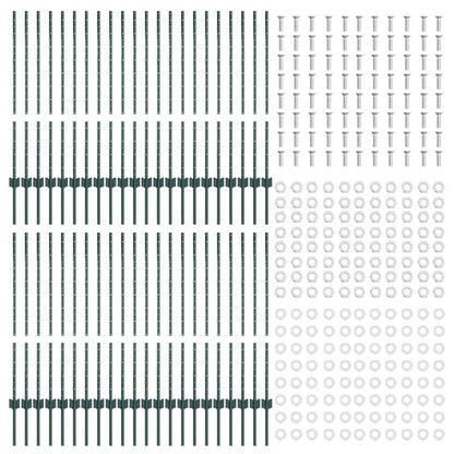 Fence Posts Height Adjustable Manual 44 pcs Green 140 cm Steel