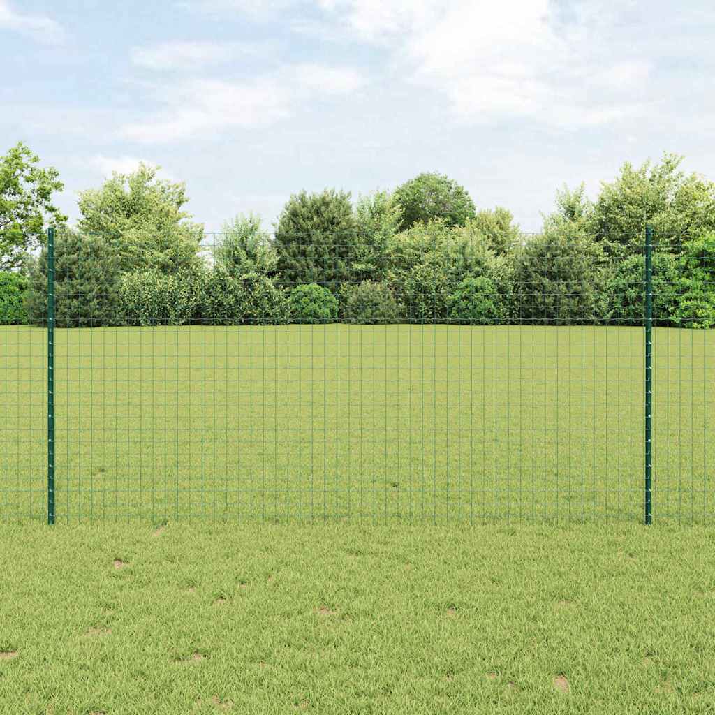 Fence Posts Height Adjustable Manual 22 pcs Green 160 cm Steel