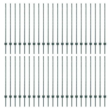 Fence Posts Height Adjustable Manual 44 pcs Green 160 cm Steel