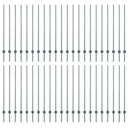 Fence Posts Height Adjustable Manual 44 pcs Green 180 cm Steel