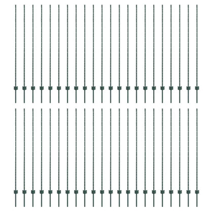 Fence Posts Height Adjustable Manual 44 pcs Green 200 cm Steel