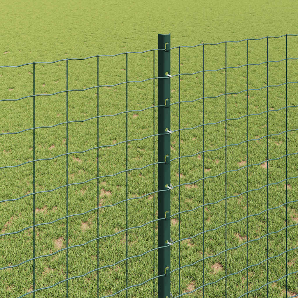 Fence Posts Height Adjustable Manual 44 pcs Green 200 cm Steel