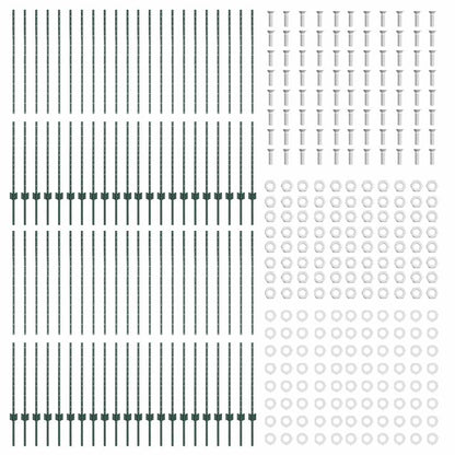 Fence Posts Height Adjustable Manual 44 pcs Green 200 cm Steel