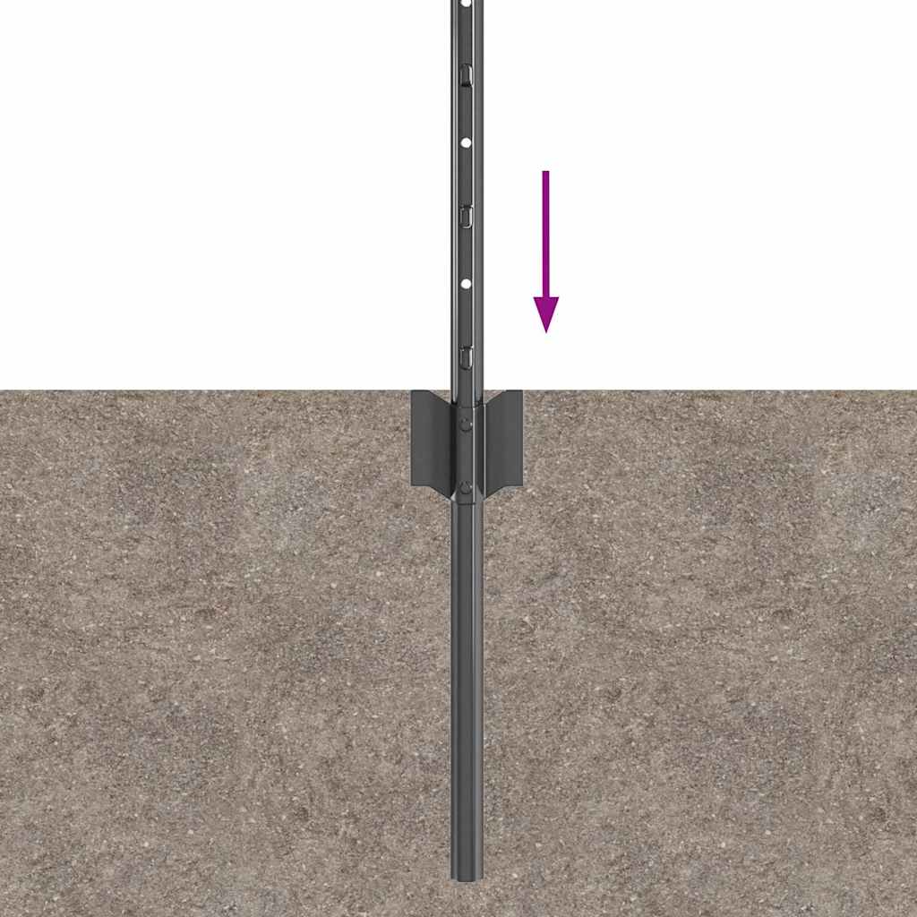 Fence Posts Height Adjustable Manual 22 pcs Grey 80 cm Steel