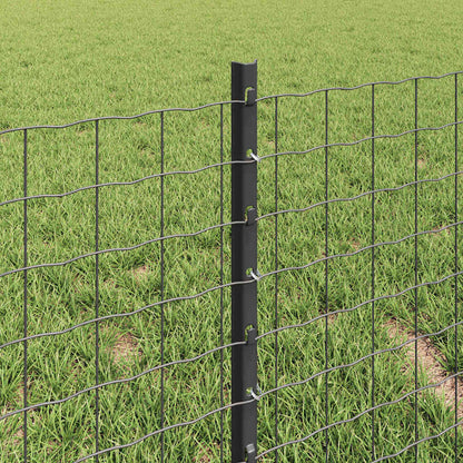Fence Posts Height Adjustable Manual 44 pcs Grey 80 cm Steel